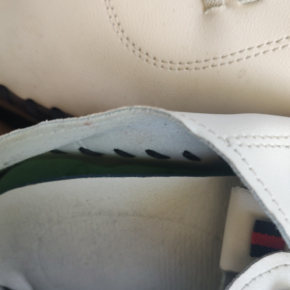 Womens White Leather Whipstitch Slip On Bungee Lace Sneakers Size 39 EU 8 US - Picture 3 of 8